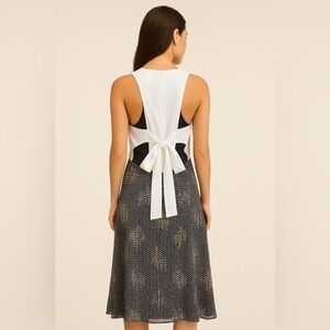 Reiss Black Print Sleeveless Midi Dress | Size 10 | Excellent Condition